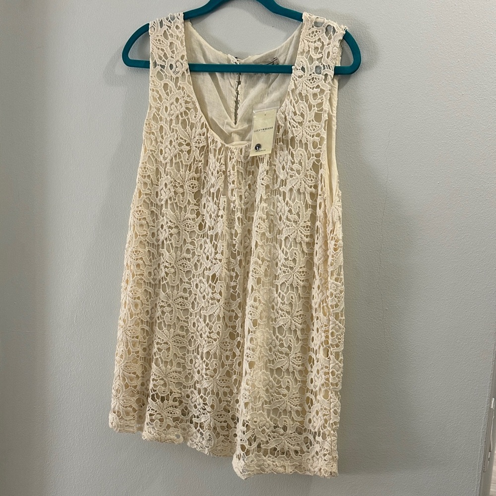 Lucky Brand Cream Lace Sleeveless Top